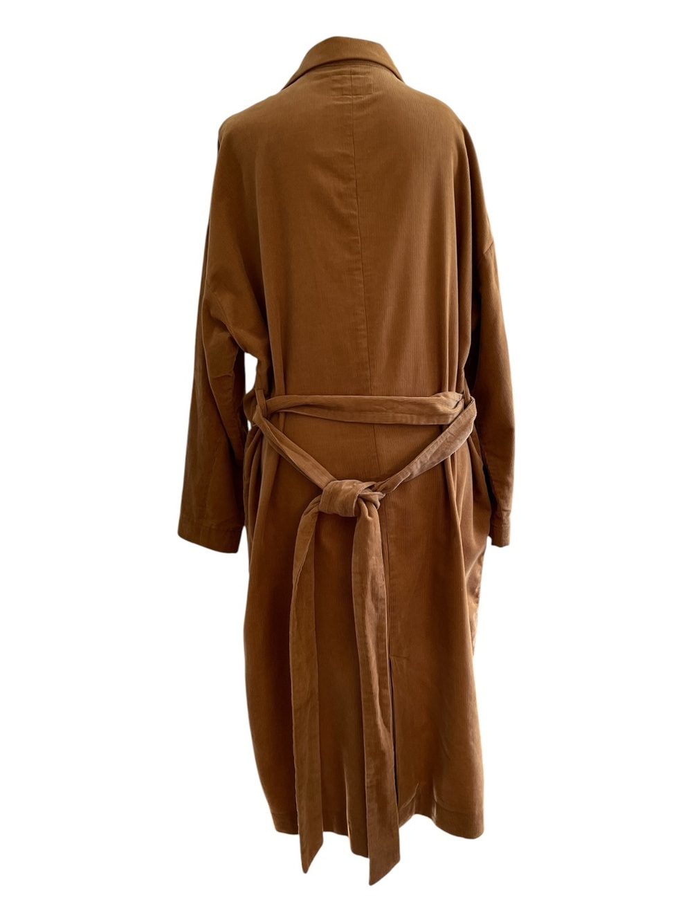 LOWRYS FARM Medium Caramel Fine Corduroy Belted Duster Coat L / XL - Picture 7 of 11